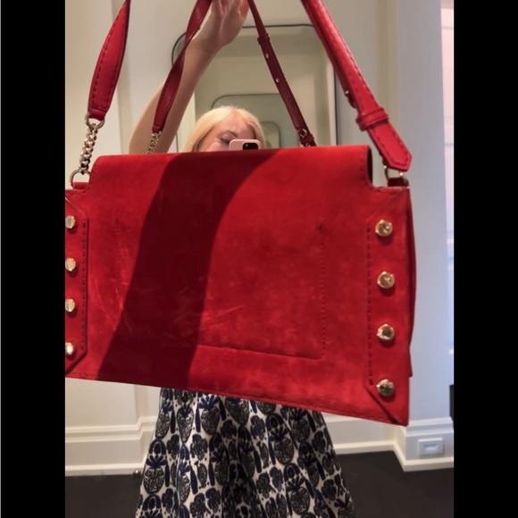 Red suede Lockett shoulder bag with GHW - Picture 3 of 6